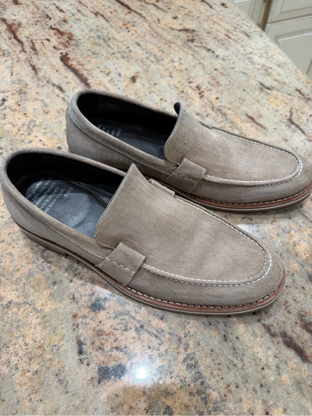 Men's Helm Suede Penny Loafers in Taupe - Casual Dress Slip-Ons Size 12